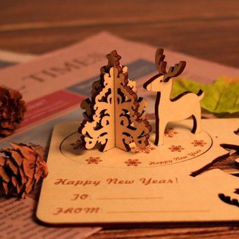 明信片-木製立體明信片-聖誕麋鹿節慶賀卡-可客製化印刷logo_2